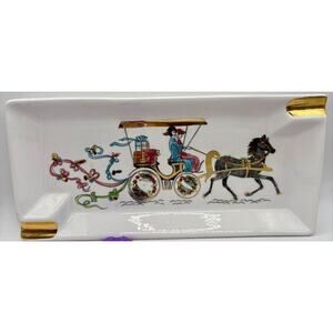 Vintage Lefton Ashtray Horse and Carriage Plate Dish Porcelain 1970's